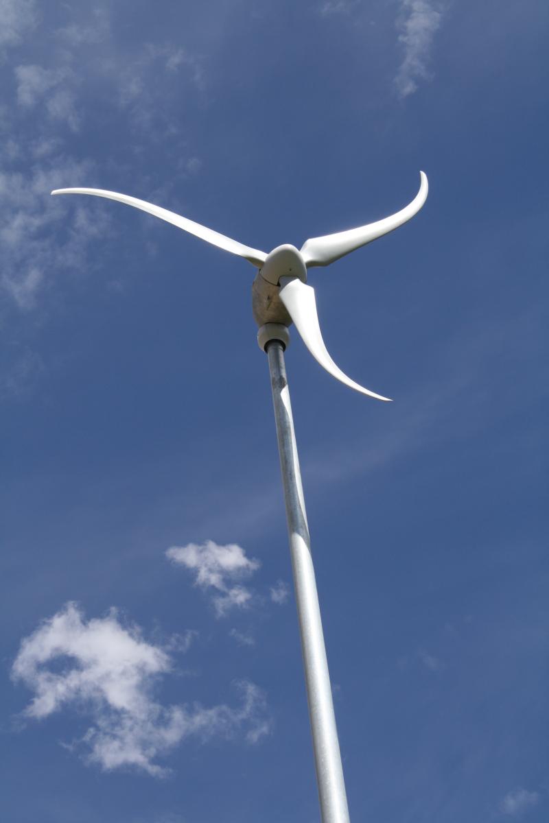 SkyStream 3.7 wind turbine installed at the home of Jeanne Buell in Worley, ID